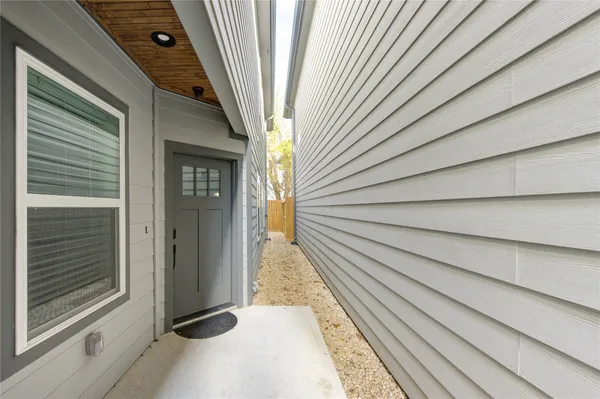 a view of a wooden door