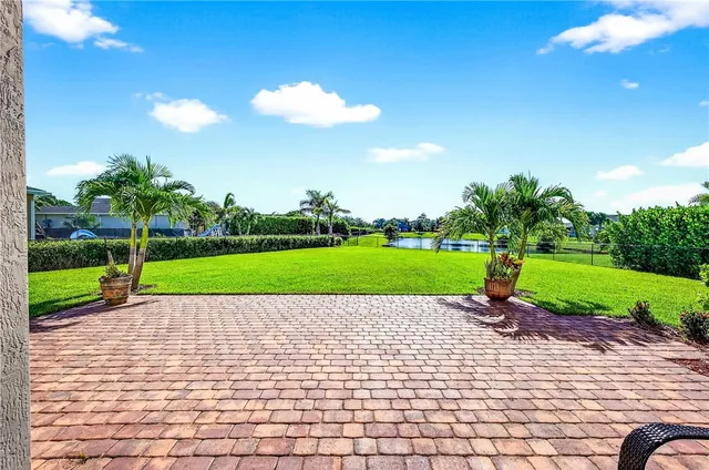 a view of a golf course with a garden
