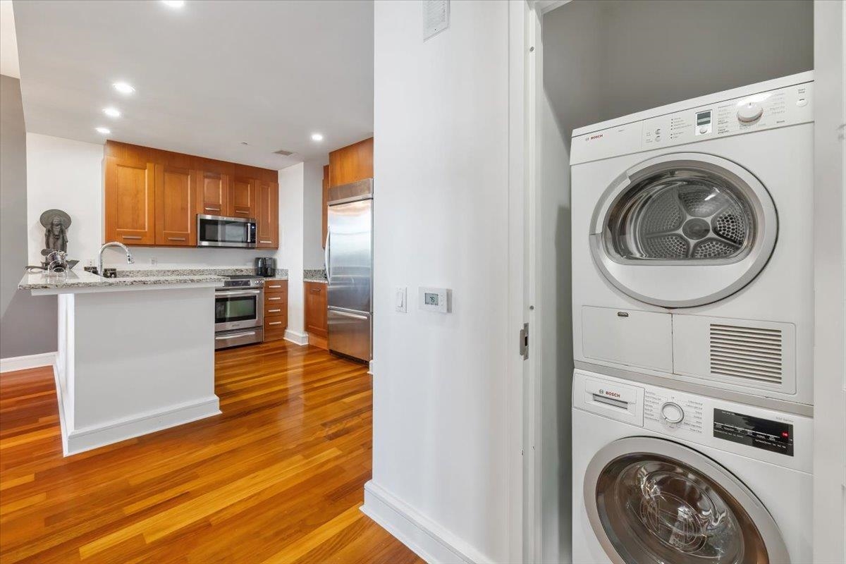 8100 River Road, Unit 209 North Bergen, NJ 07047 - Photo 16 of 42 a view of kitchen and washer and dryer