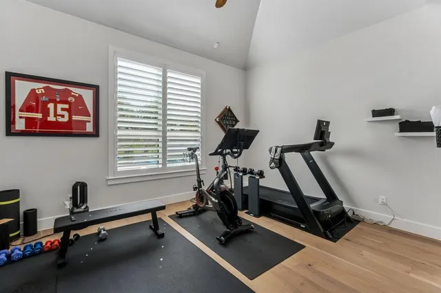 a view of a room with gym equipment