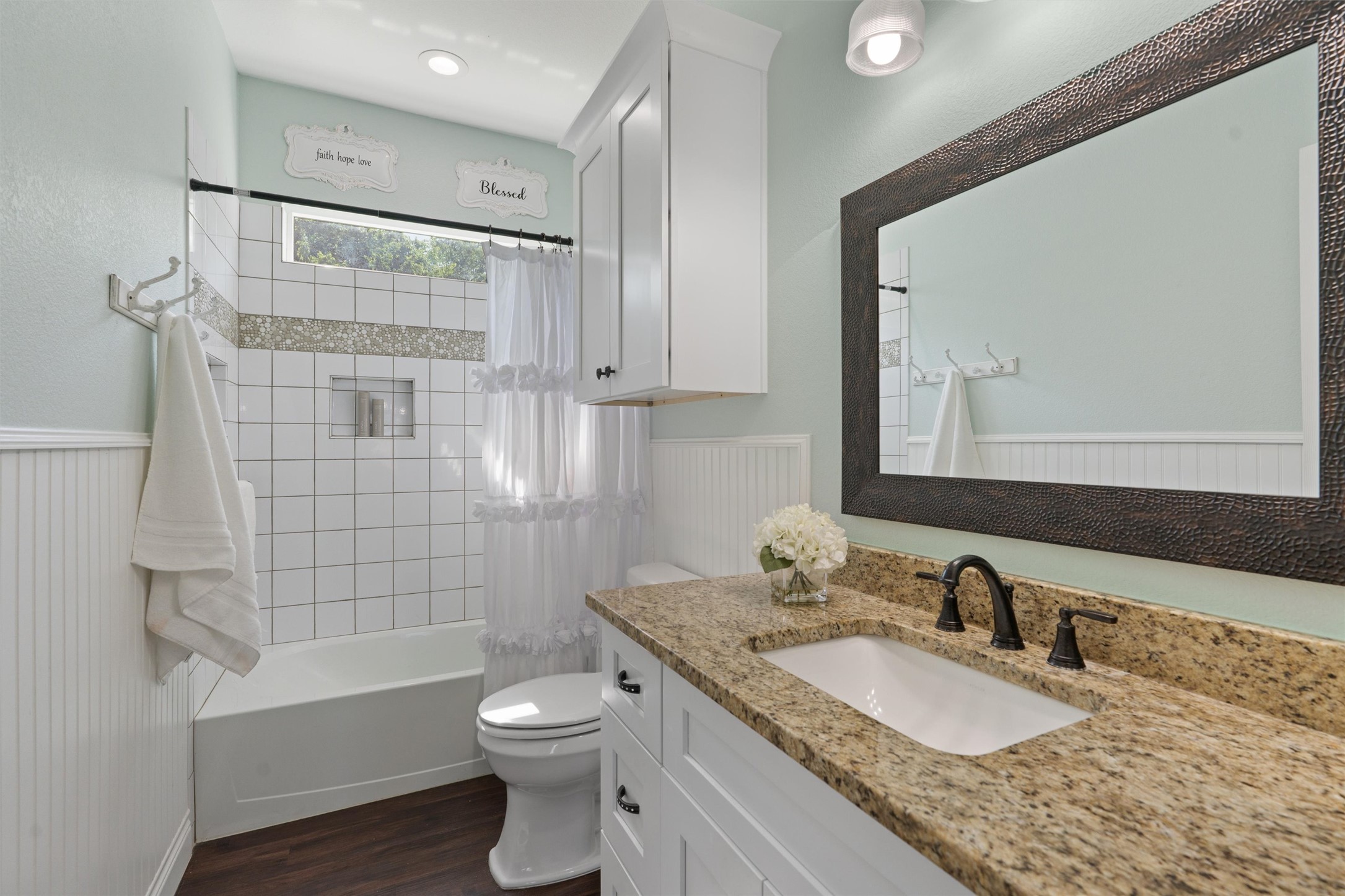 4651 Fm 972 Georgetown, TX 78626 - Photo 33 of 40 a bathroom with a granite countertop sink toilet and shower