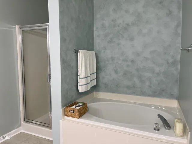 a bathroom with a bathtub