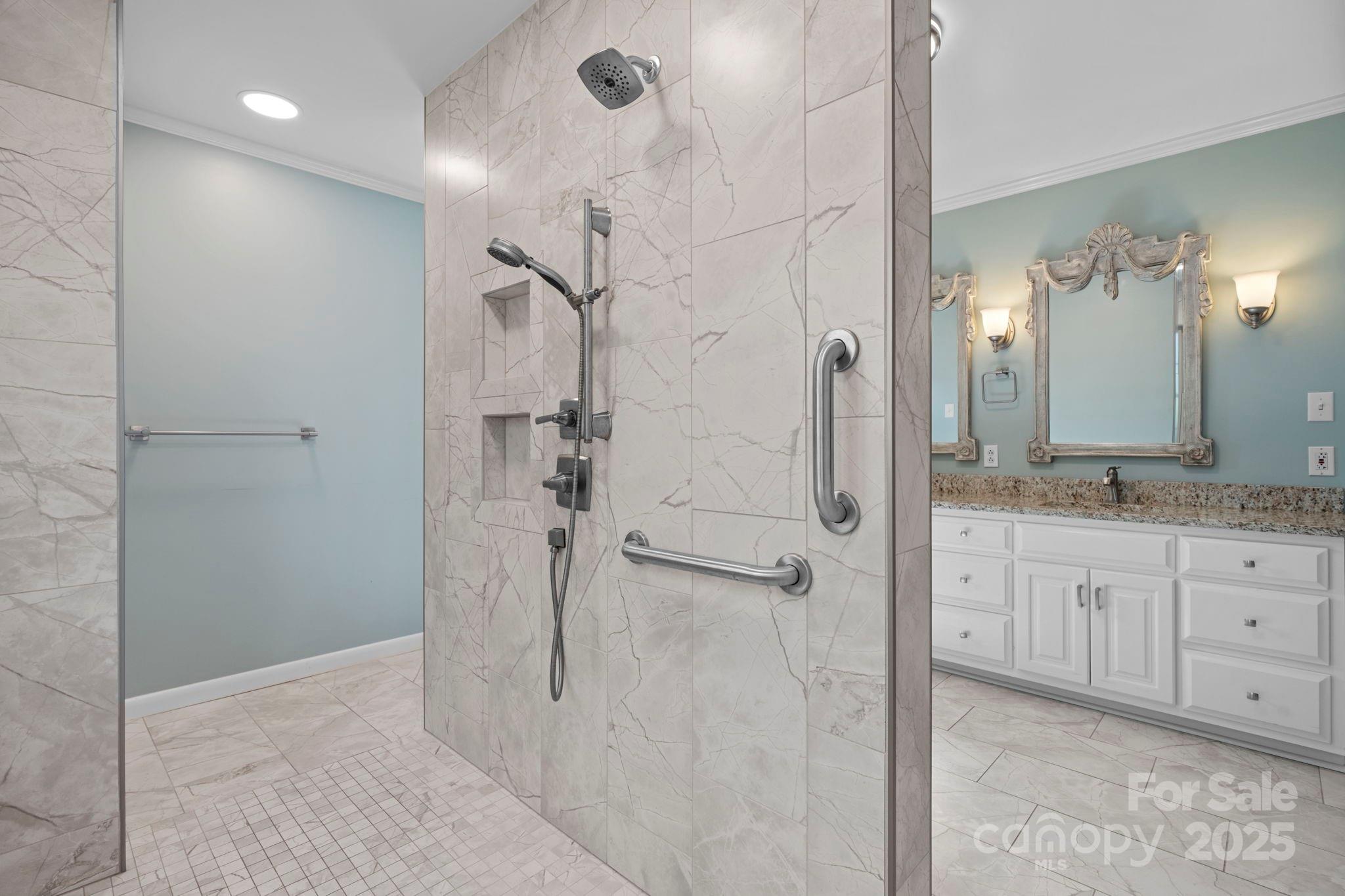 2551 Buffalo Shoals Road Newton, NC 28658 - Photo 23 of 47 a bathroom with a granite countertop sink mirror and shower