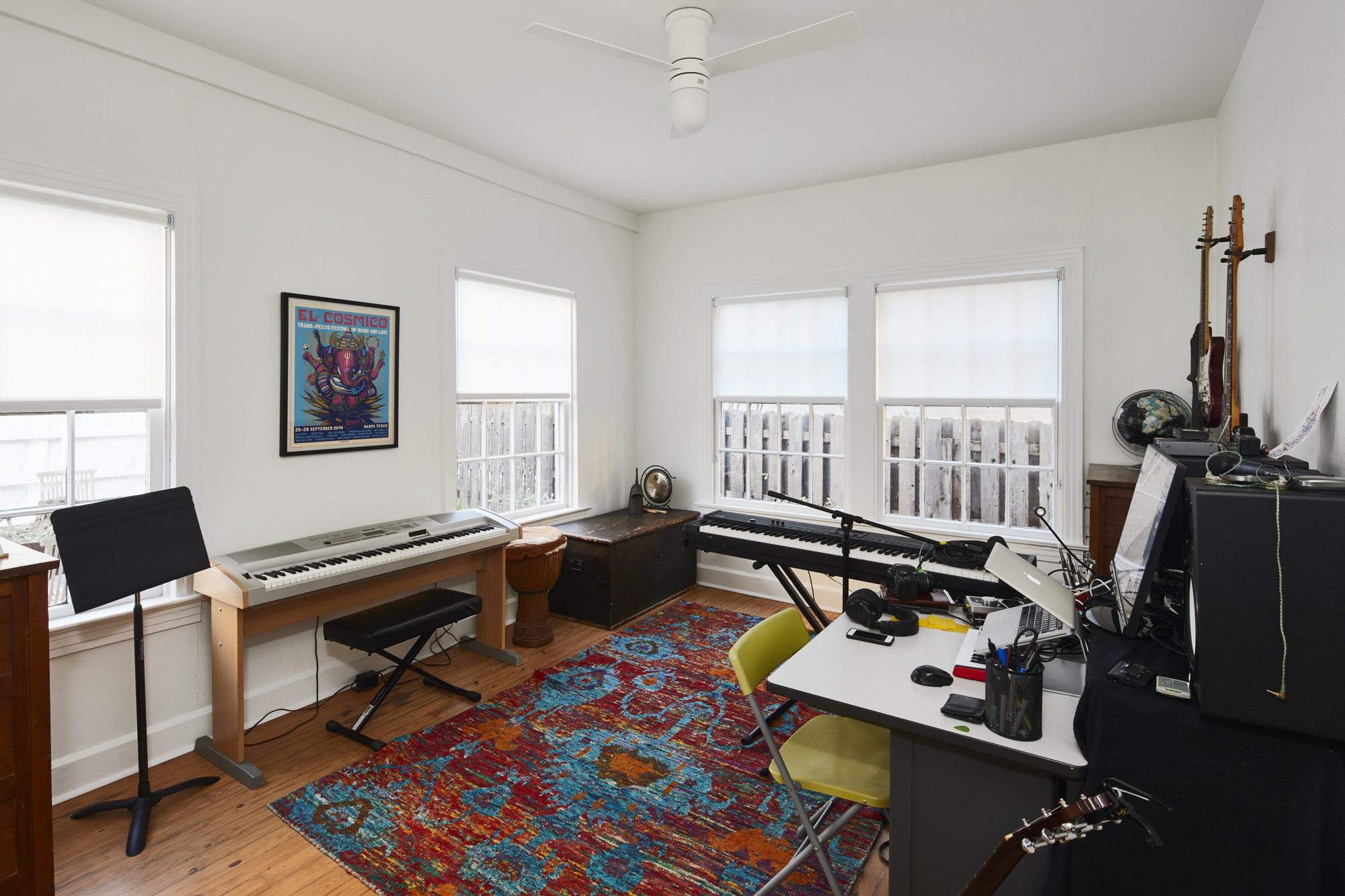 902 West Mary Street, Unit 1 Austin, TX 78704 - Photo 8 of 16 Home office featuring dark wood-style floors and a ceiling fan