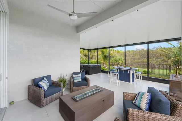 a room with a large window