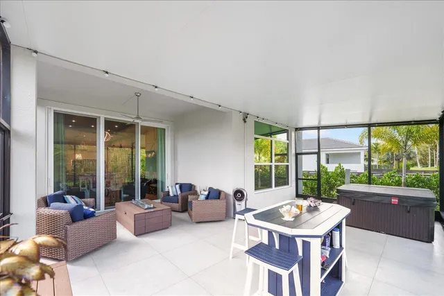 a backyard of a house with seating space