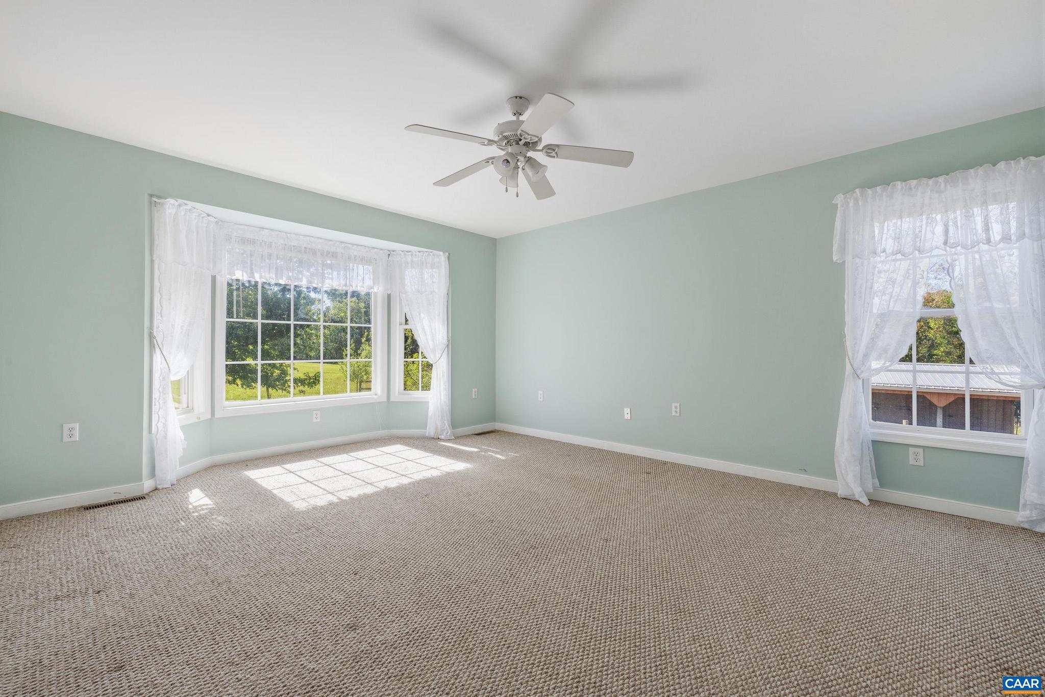 1075 Social Hall Road New Canton, VA 23123 - Photo 48 of 64 an empty room with windows and ceiling fan