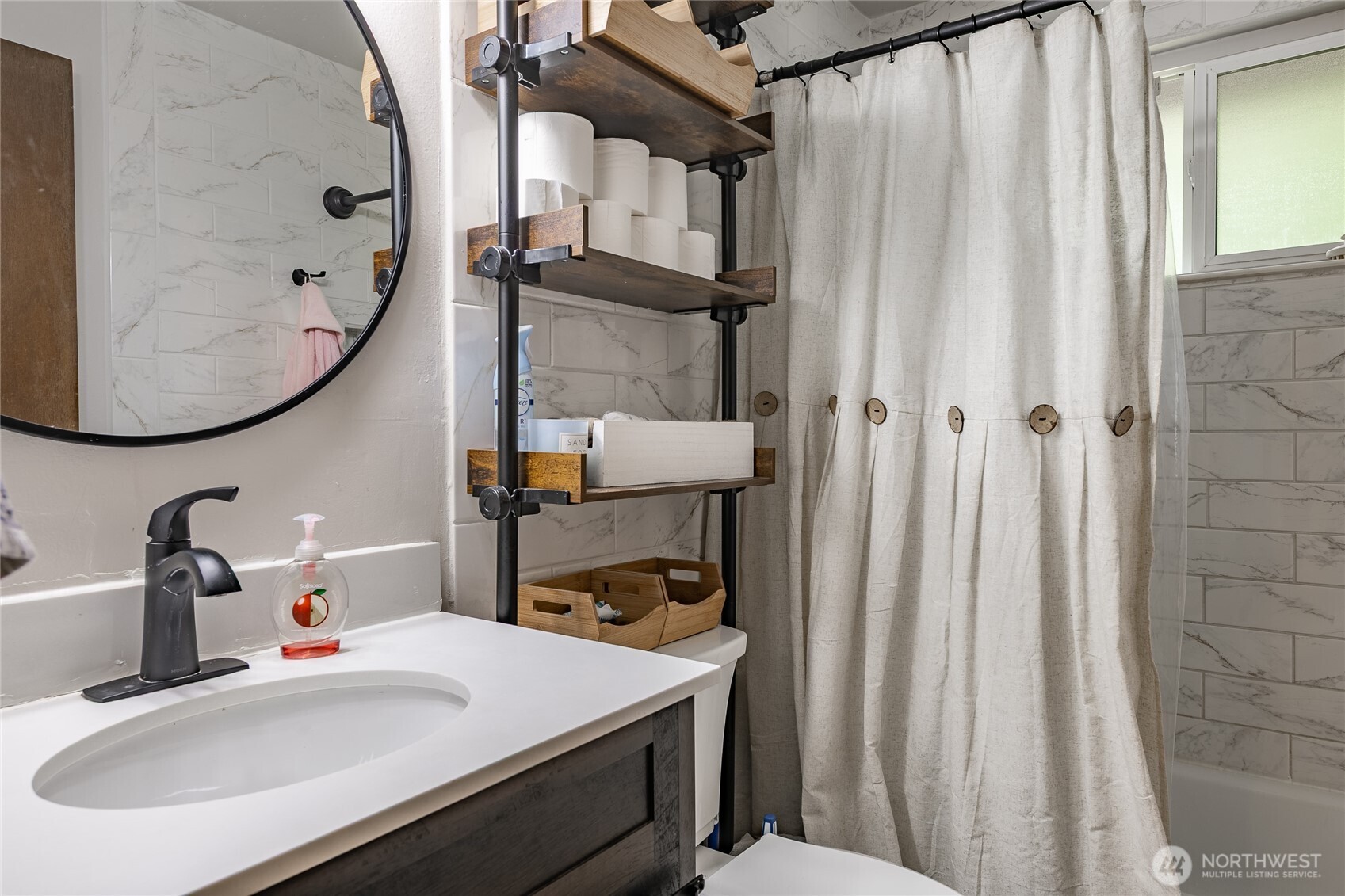 2433 Loomis Trail Road Custer, WA 98240 - Photo 21 of 31 a bathroom with a sink vanity and a mirror