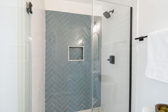 a bathroom with a shower