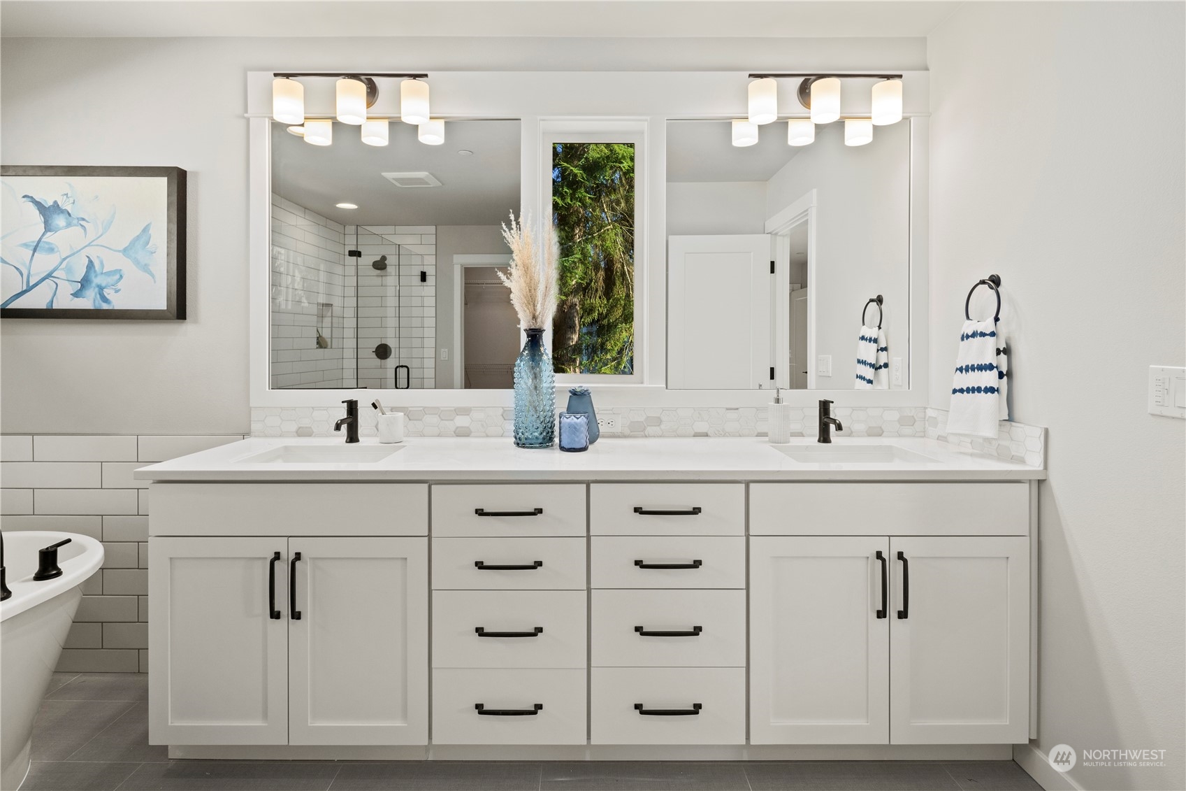 8711 240th Street Southwest Edmonds, WA 98026 - Photo 26 of 37 a bathroom with a double vanity sink mirror and