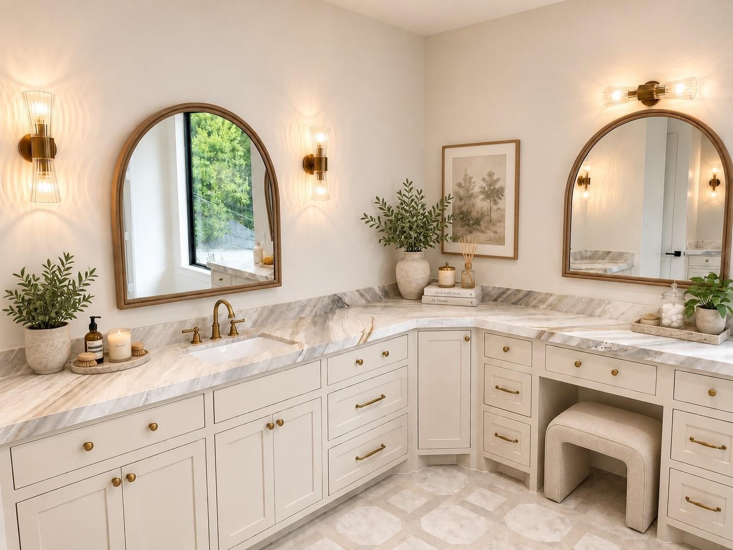 2325 Wroxton Road Houston, TX 77005 - Photo 21 of 34 Her sink and vanity area with plenty of storage and marble countertops