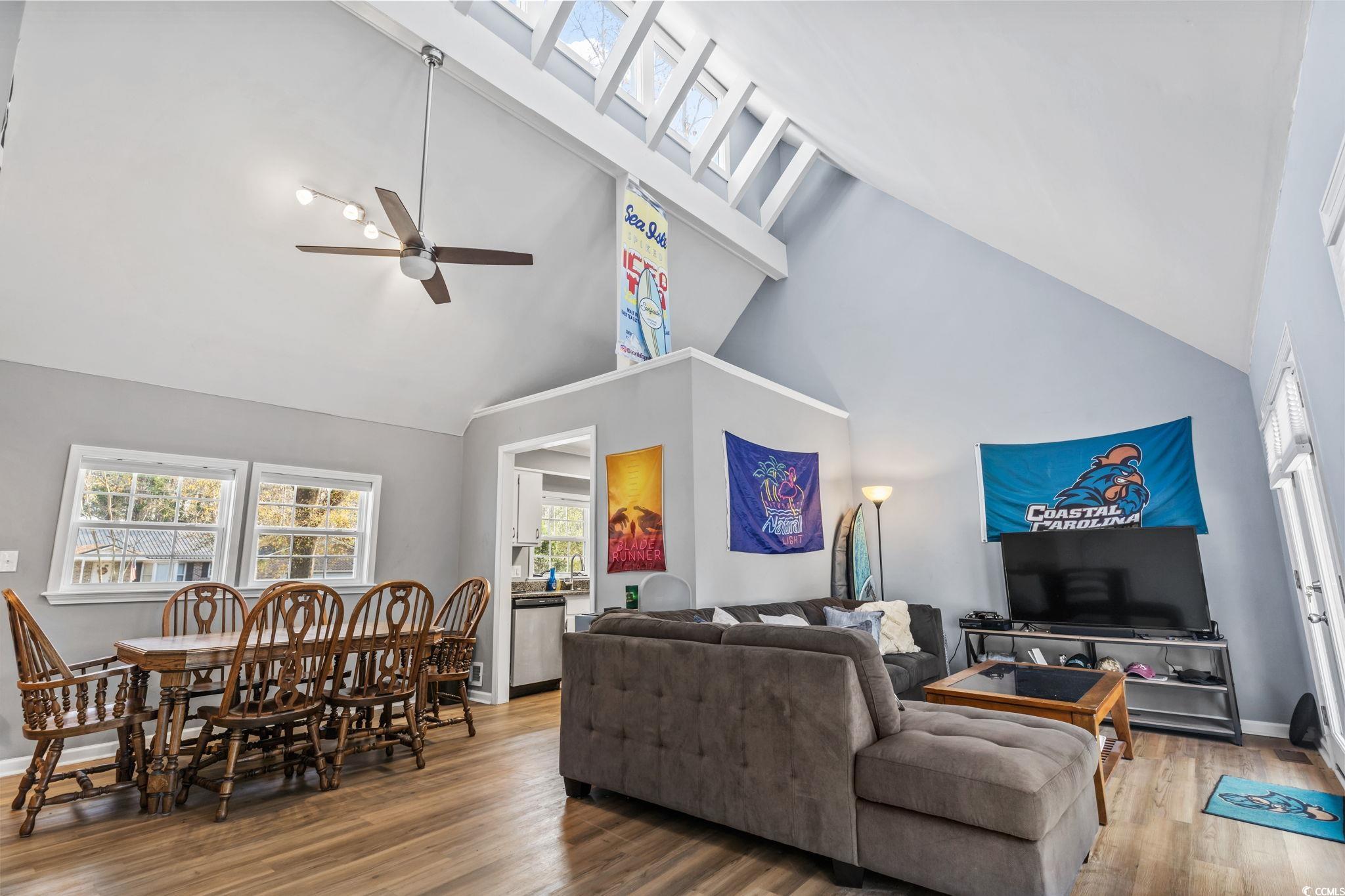 109 Clemson Road Conway, SC 29526 - Photo 15 of 25 Living room with ceiling fan, wood-type flooring,