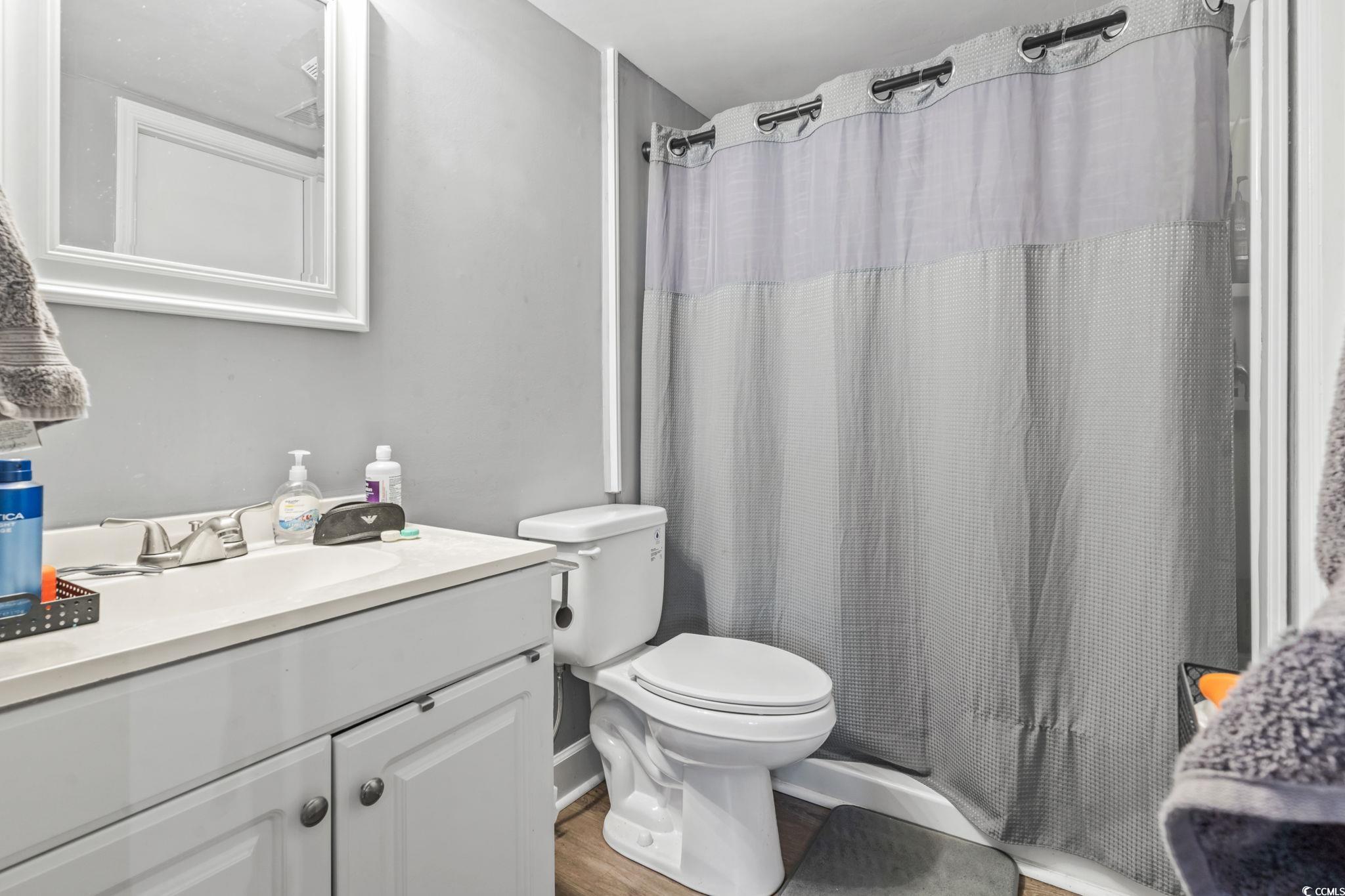 109 Clemson Road Conway, SC 29526 - Photo 7 of 25 Bathroom with vanity, wood-type flooring, a shower