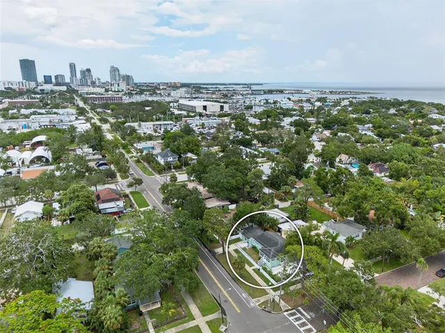 an aerial view of multiple house