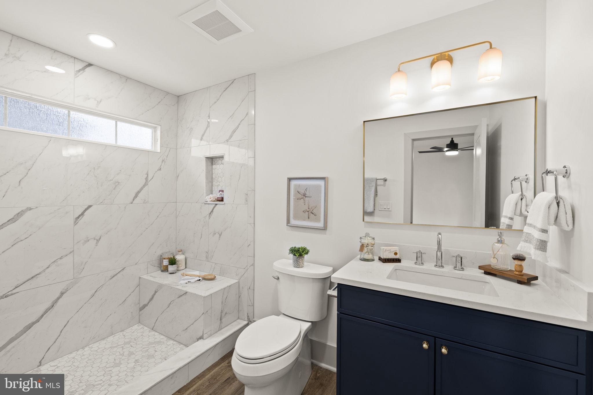 116 Washington Street Locust Grove, VA 22508 - Photo 63 of 130 a bathroom with a sink a toilet a shower and a mirror