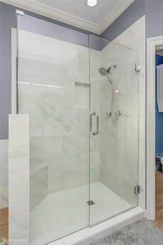 a bathroom with a shower