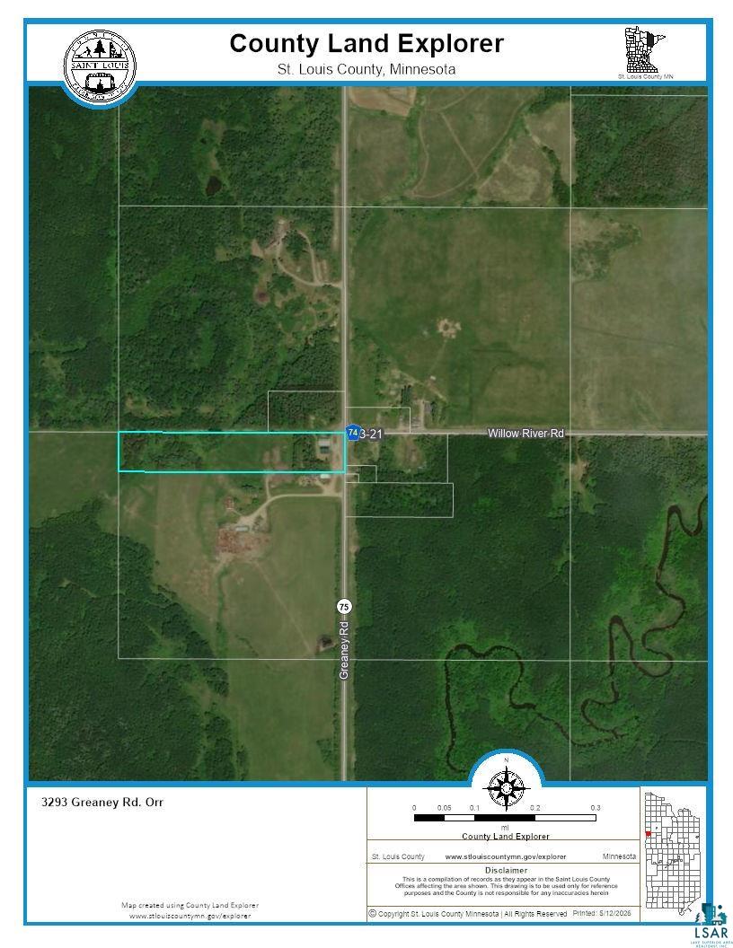 3293 South Greaney Road Orr, MN 55771 - Photo 16 of 17 County Land Explorer Map. Displaying the property's geographic location and surrounding features