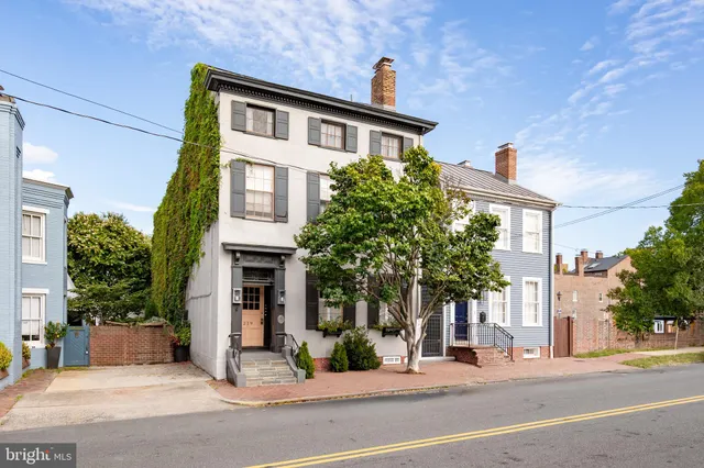 a view of a house with potted plants
