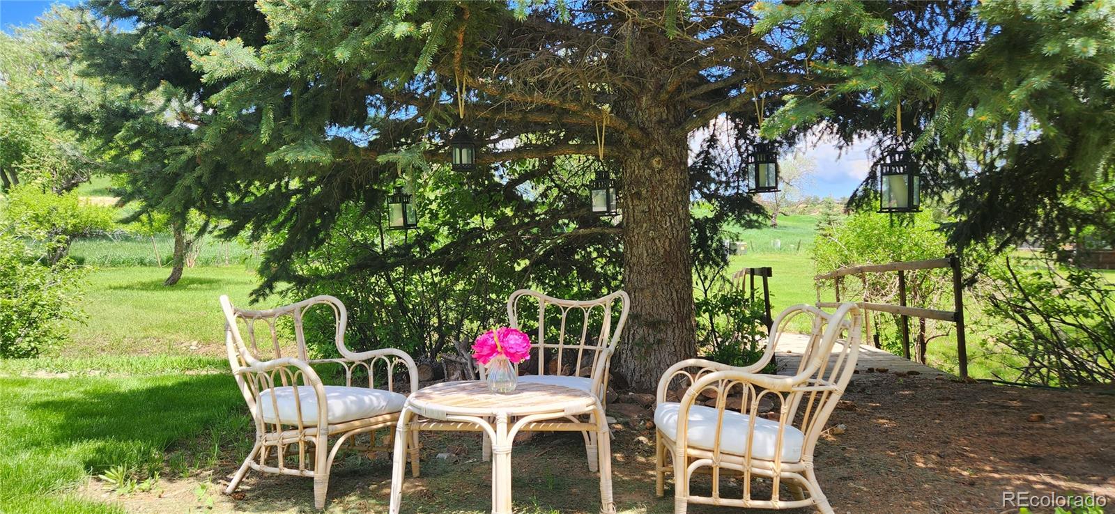 6650 Crestbrook Drive Morrison, CO 80465 - Photo 33 of 38 a patio with table and chairs and potted plants