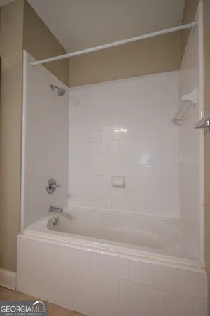 a bathroom with a bathtub