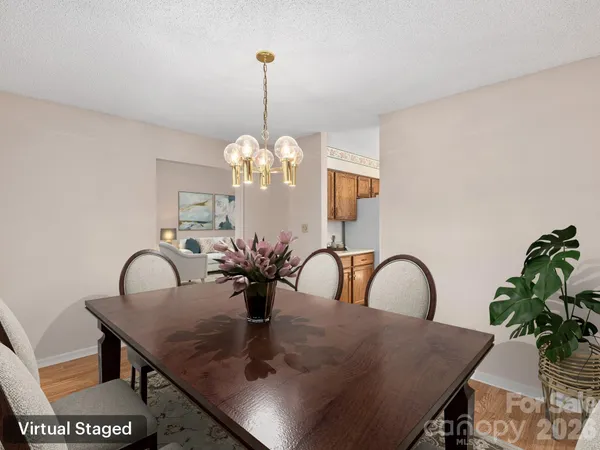 a front view of a dining room with furniture