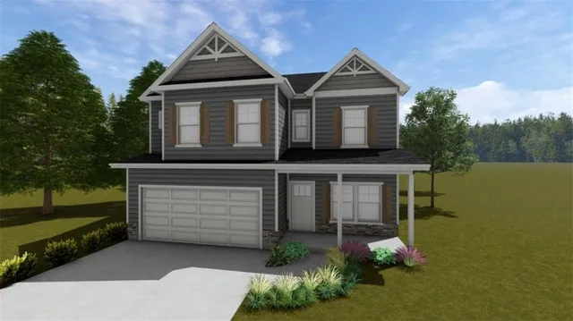 front view of a house with a yard