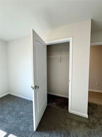 an empty room with a door