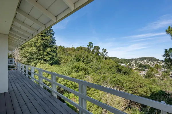 a view of a forest from a balcony