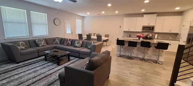 a living room with furniture