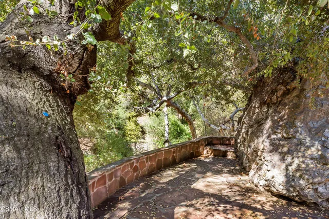 a view of a chairs in a backyard