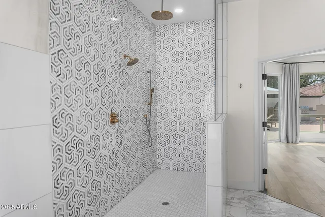 an aerial view of a house