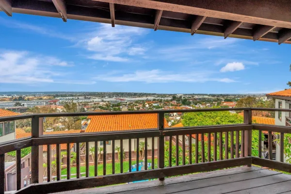 a view of city from a balcony