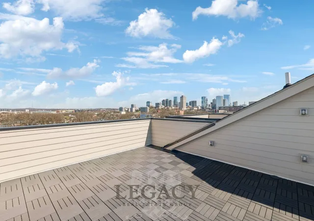 a view of a terrace with sky view