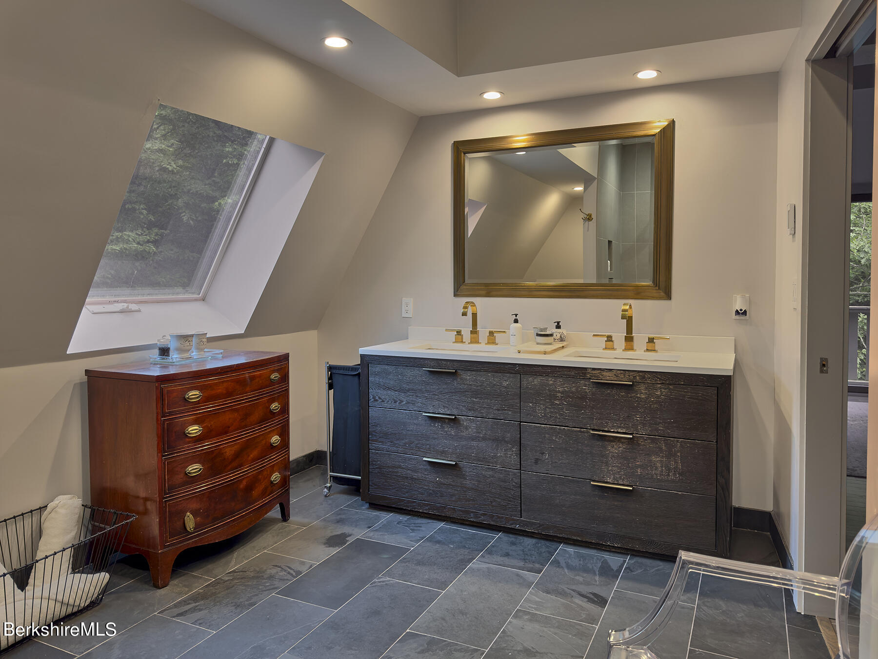 130 Woodmere Road Becket, MA 01223 - Photo 26 of 50 a bathroom with a sink vanity and mirror