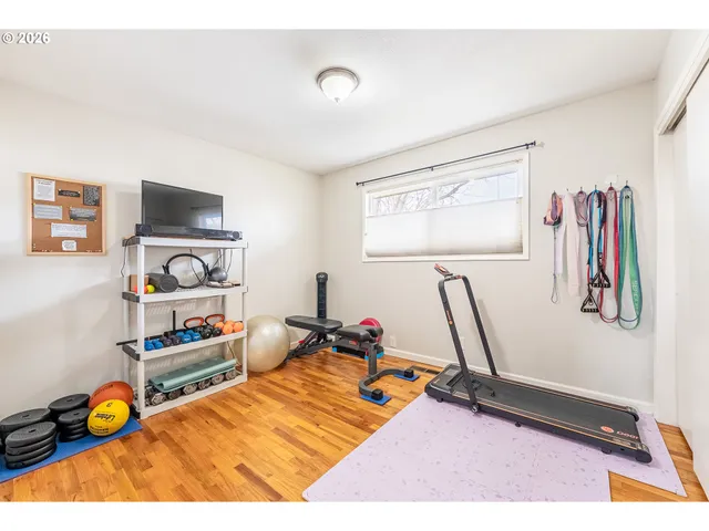 a view of a room with gym equipment