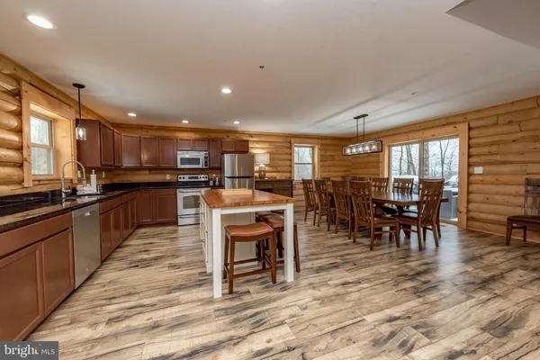 a open kitchen with lots of counter space