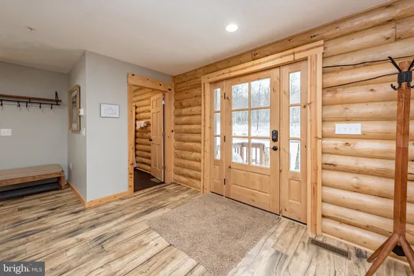 an empty room with windows