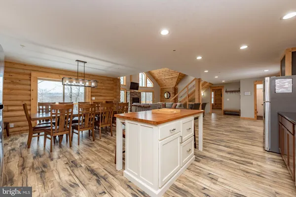 a kitchen with lots of counter top space