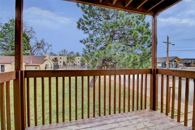a view of wooden balcony