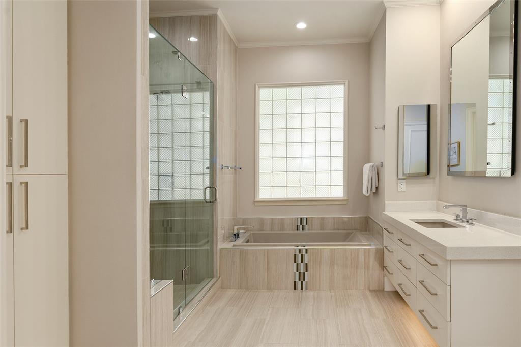 14725 Celestial Place Addison, TX 75254 - Photo 25 of 30 Primary Ensuite with Large Soaking Tub, Separate Shower and Separate Vanities