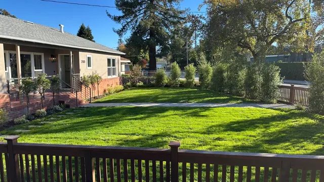 a view of a porch with a yard