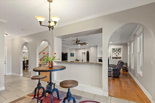 a view of a livingroom and dining room