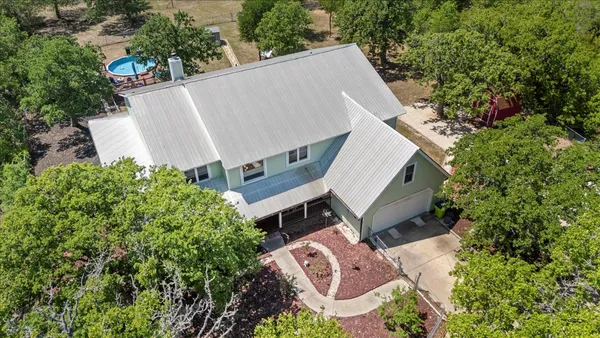an aerial view of a house
