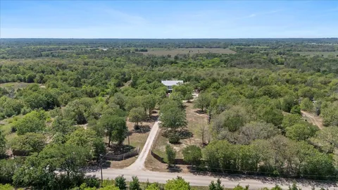 a view of a forest with a street