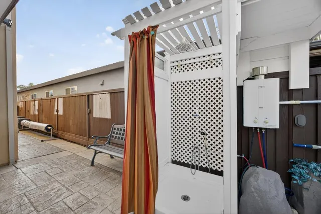 a view of a city with an ocean view