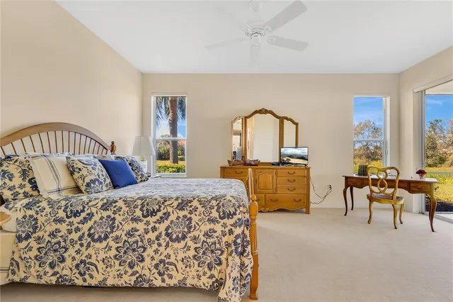 a bed room with a bed and furniture