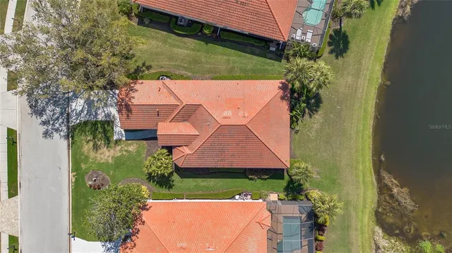 an aerial view of a house