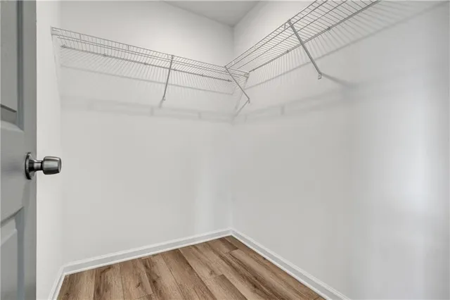 a view of a room with racks on the wall