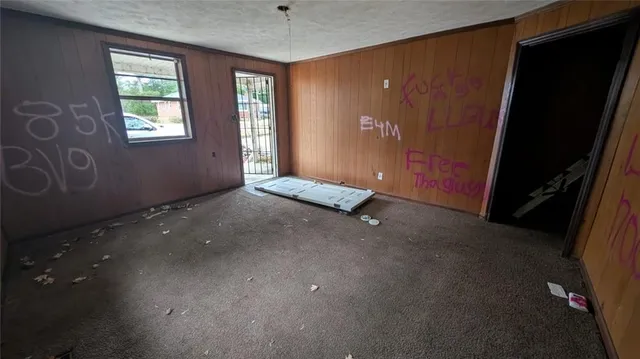 an empty room with windows