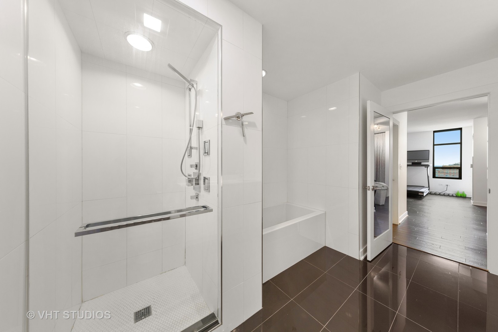 1255 South State Street, Unit 1603 Chicago, IL 60605 - Photo 15 of 21 a bathroom with a glass shower door